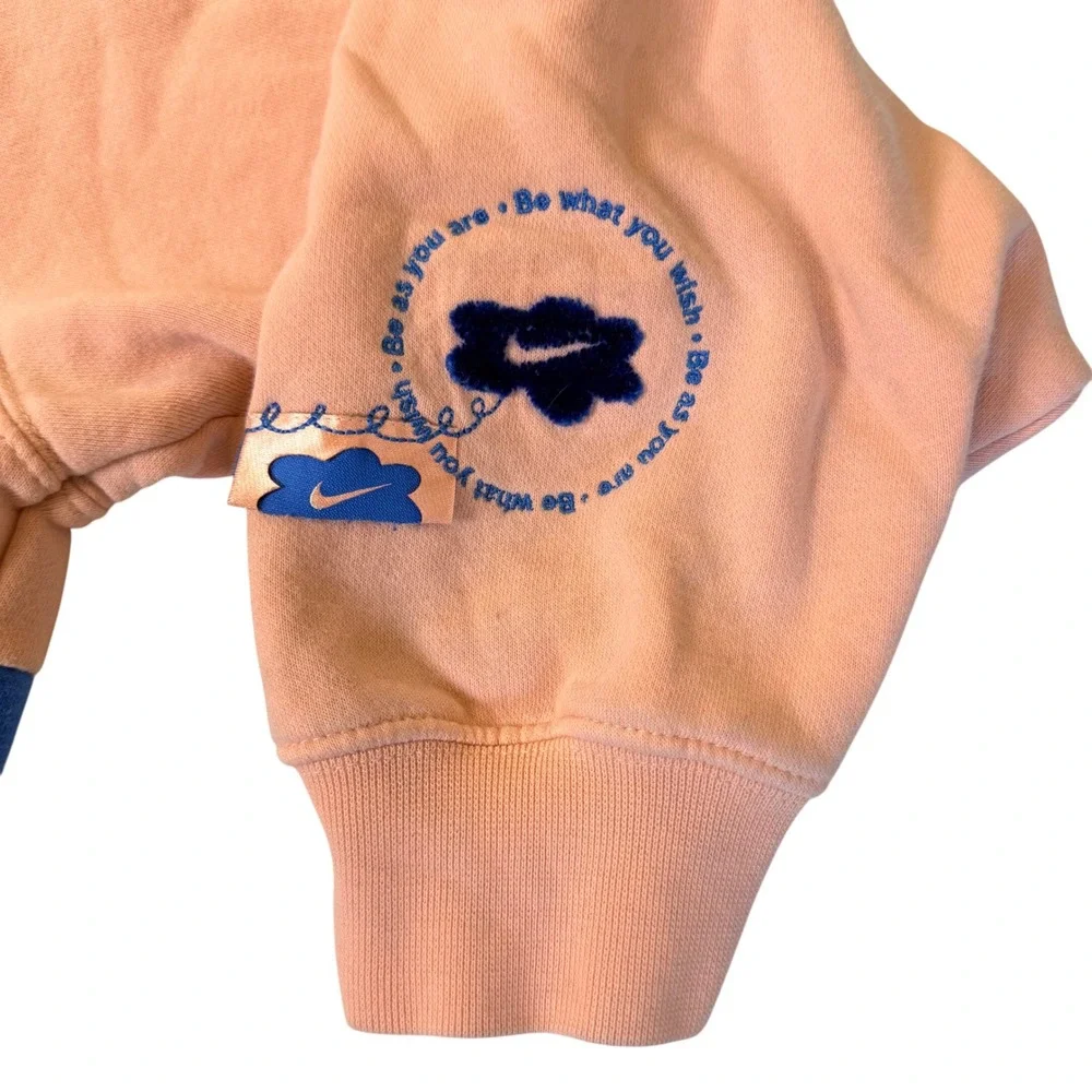 Nike Sportswear WomenXS Colorblock Cropped Boxy Sweatshirt Peach Blue DV0026-697